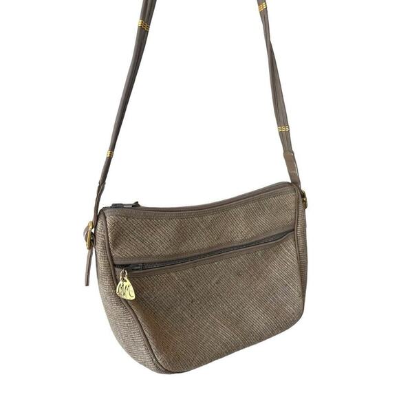 Vintage Morris Moskowitz Cloth Leather Purse MM gold Hardware Shoulder Bag - Picture 1 of 8